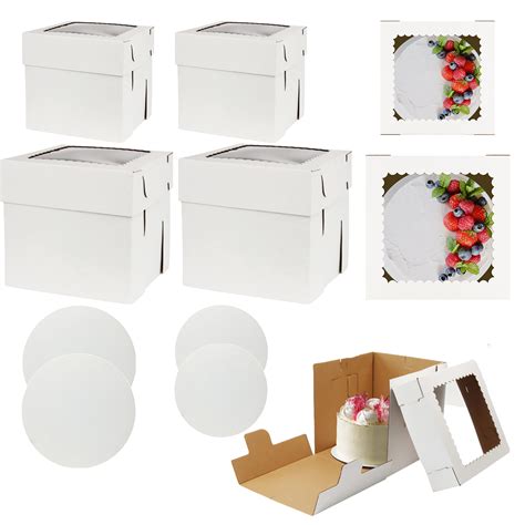 Buy CAKINBOX Tall Cake Boxes with Window and Cake Boards in 2 sizes ...