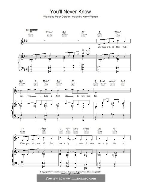 You'll Never Know by H. Warren - sheet music on MusicaNeo