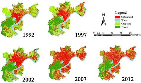Land use/land cover change maps of Hangzhou City from 1992–2012. | Download Scientific Diagram