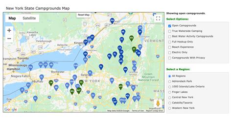 New York State Campsite Photos - Map