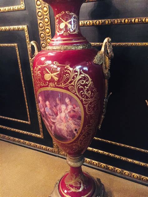 20th Century Louis XVI 2 Sevre Pompe Lidded Vases Marie Antoinette For Sale at 1stdibs