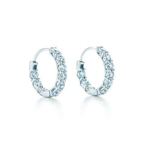 Hoop earrings in platinum with diamonds, small. | Tiffany & Co.