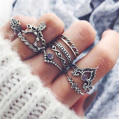 Bohemian 10 Pieces Ring Set Grunge Jewelry, Boho Style Jewelry, Jewelry Set, Jewelry Gifts ...