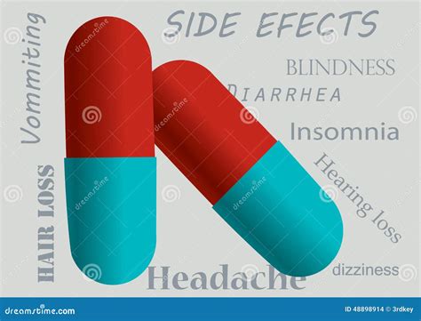 Red and Blue Pills with Side Effects As Background Stock Illustration ...