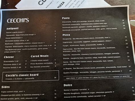 Menu at Cecchis Restaurant, Inglewood