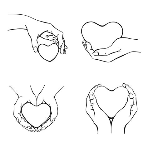 Hands holding heart. Hand drawn vector illustration. On white ...