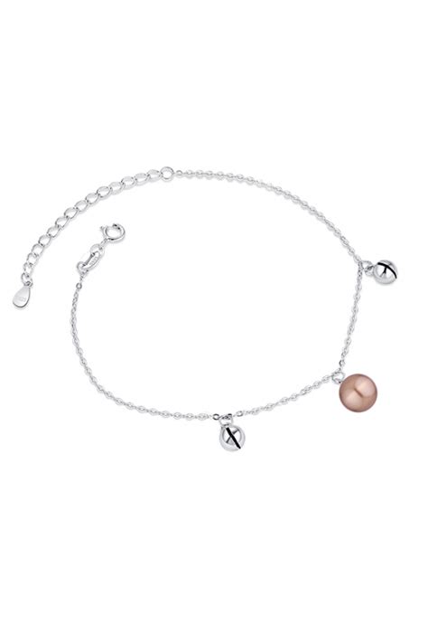 Trendy ladies bracelet rose gold pearl round lobster clasp