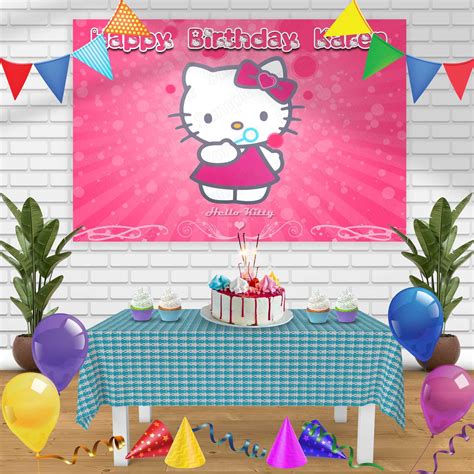 Hello Kitty Birthday Banner Personalized Party Backdrop Decoration 60 x ...