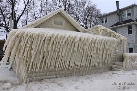 This house was completely covered in ice after five stormy days ...