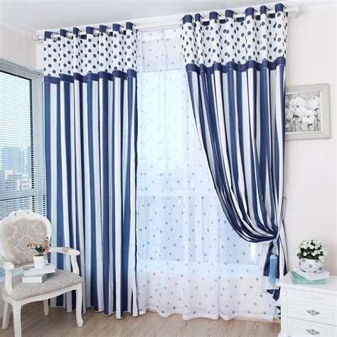 Free shipping Textiles Simple blue striped curtains blackout curtain Decorated living room ...