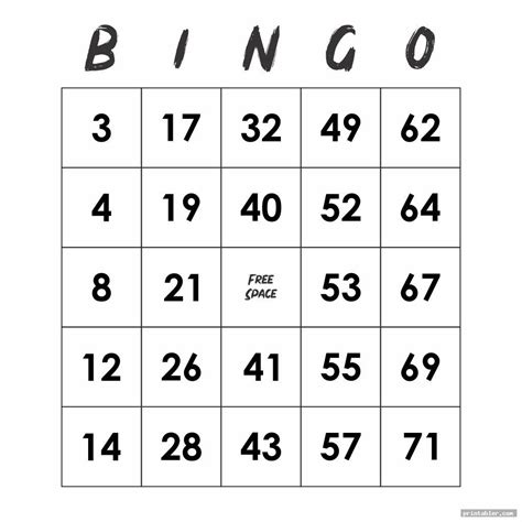 Printable Bingo Numbers 1 75 Gridgit – Printable Bingo Cards