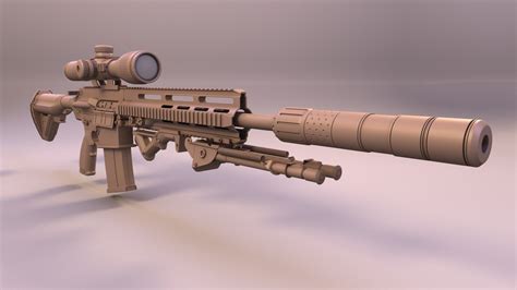 Hk417 Sniper Rifle 3d Model