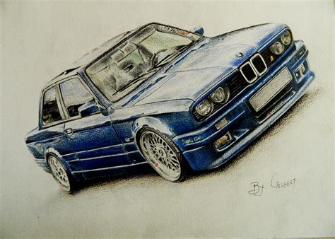 BMW E30 Colored pencils drawing Art by Gilbert Maepa | Bmw e30, Car drawings, Bmw art