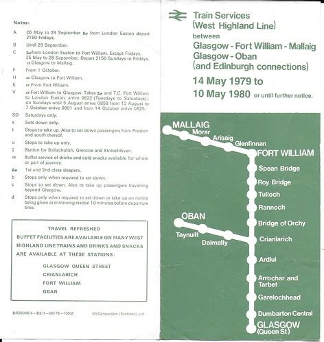 West Highland Line Timetable 14-5-79 to 10-5-80 , front an… | Flickr