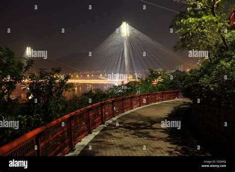 Ting Kau Bridge at night, Hong Kong Stock Photo - Alamy