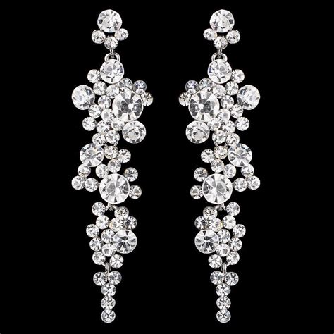 Dazzling Silver Plated Rhinestone Drop Wedding and Prom Earrings | Prom earrings, Swarovski ...