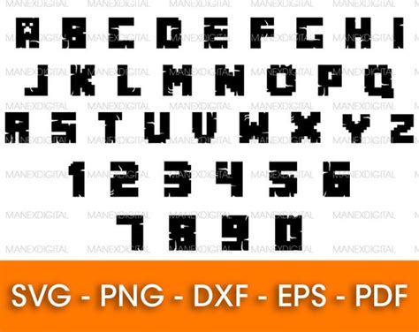 Minecraft Pixel Font SVG Vector minecraft font svg | Etsy