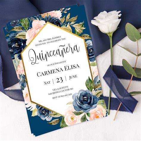 Quinceanera Template Invitations