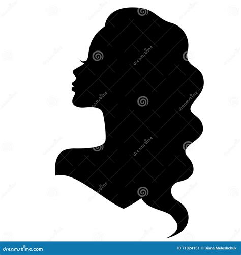 Girl Silhouette with Beautiful Hair Stock Vector - Illustration of label, look: 71824151