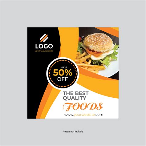 restaurant square flyer yellow color design 674922 Vector Art at Vecteezy