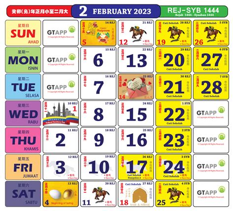 2023 Four Month Calendar With Malaysia Holidays Free Printable ...