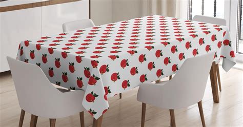 Apple Tablecloth, Repeating Comic Red Apples Pattern with Cute Worms ...