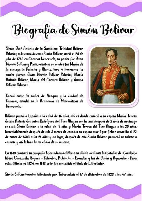 Biografía de Simón Bolívar PS | CAMILA LUCIANA TENORIO JUNCHAYA | uDocz