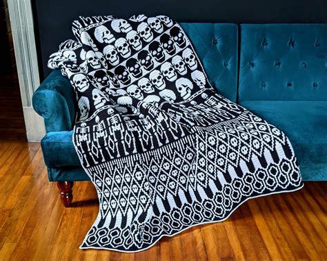 Crochet A Spectacular ‘All Skulls Mosaic Blanket,’ Pattern Designed By Sixel | KnitHacker