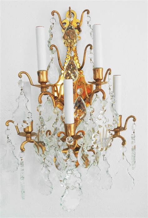 Brass Wall Sconces 5 Light / Arm W 72 Crystals Each Set of 2 - Etsy