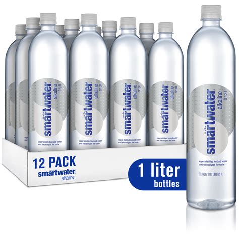 Smartwater Vapor Distilled Water, Alkaline Water, 1L, 12 Count ...