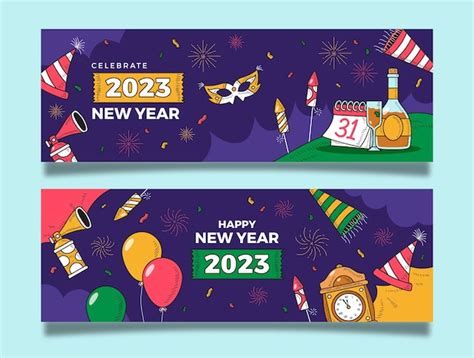 Premium Vector | New year celebration horizontal banner template