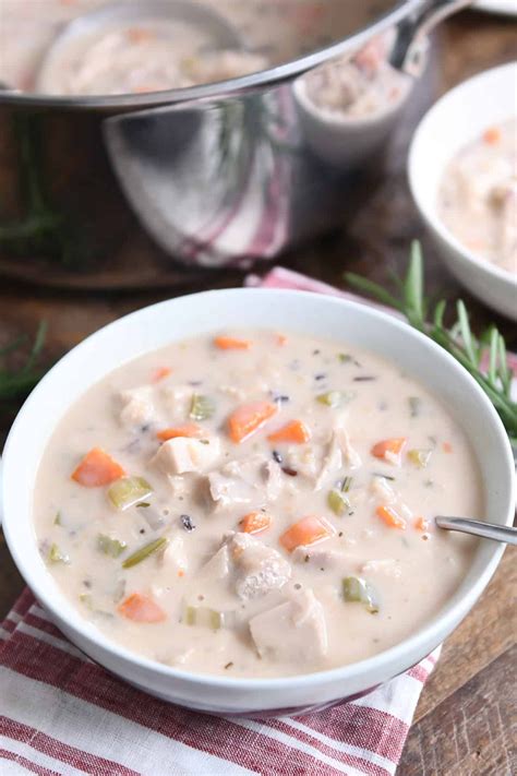 This creamy vegetable, turkey, rice soup is the best leftover turkey ...