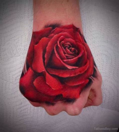 Red Rose Tattoo On Hand - Tattoos Designs