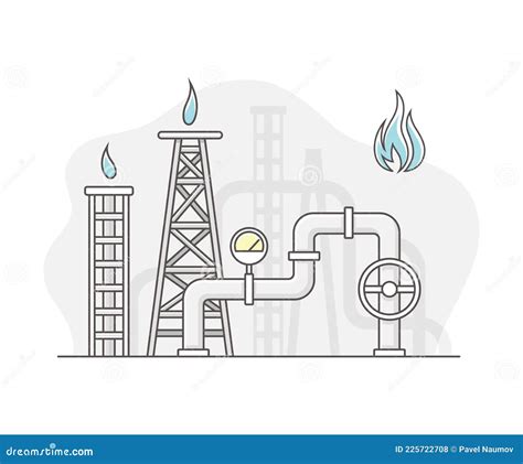 Natural Gas or Fossil Fuel As Energy Source Line Vector Illustration Stock Vector - Illustration ...