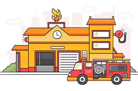 Fire Station Building Clipart