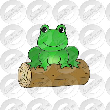 frog log Picture for Classroom / Therapy Use - Great frog log Clipart