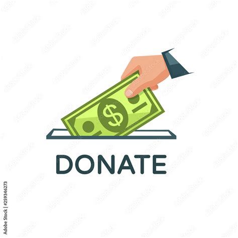 Donate money vector illustration. Charity, donation concept. Hand is ...