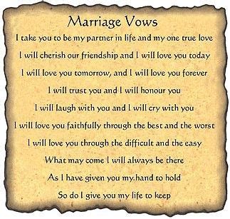 Vows.... | Traditional wedding vows, Wedding vows to husband, Funny ...