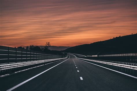 Black asphalt road, photography, sunset, clouds, evening HD wallpaper | Wallpaper Flare