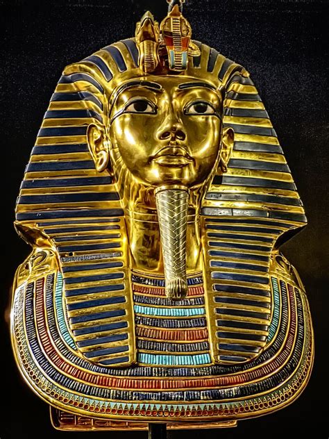 The famous gold death mask of King Tutankhamun New Kingdom 18th Dynasty Egypt 1332-1323 BCE - a ...