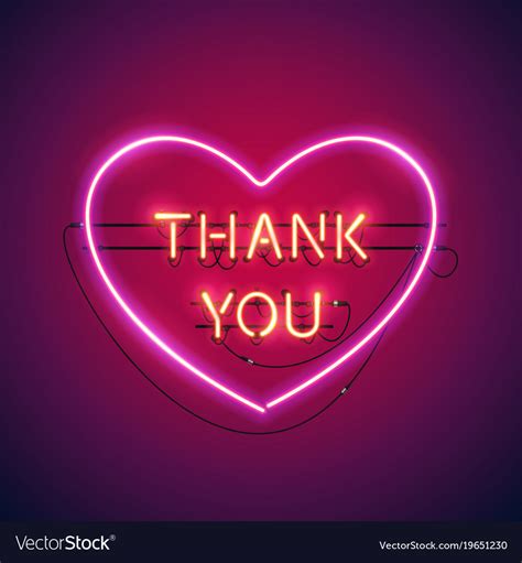 Thank you in the heart neon sign Royalty Free Vector Image