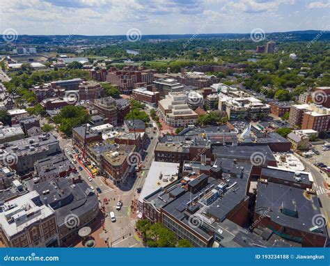 Cambridge Historic Center Aerial View, Massachusetts, USA Stock Photo ...