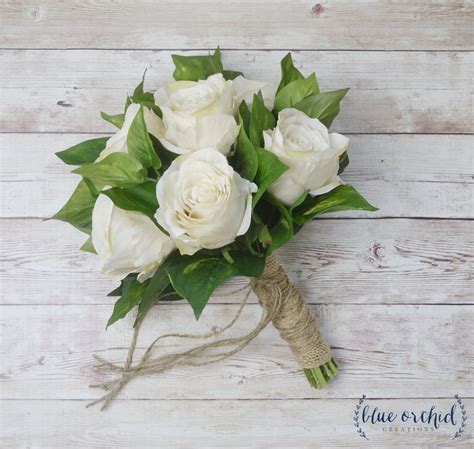 Silk Rose Bouquet Ivory Rose Bouquet Wedding Bouquet Fall