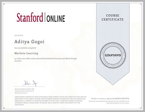 My Stanford Machine Learning Certificate.