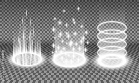 Teleport light effects vector illustration, various sci-fi or magical ...