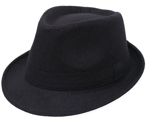 Men s Classic Manhattan Structured Gangster Trilby Fedora Hat, Black | eBay