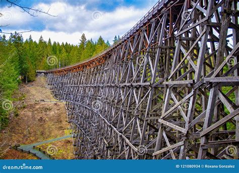 Kinsol Trestle Wooden Railroad Bridge in Vancouver Island Stock Photo ...