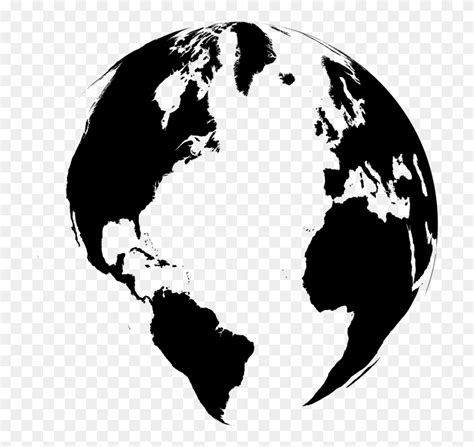 Download Map Of The World Clipart - Black And White World Globe - Png Download (#5386443 ...