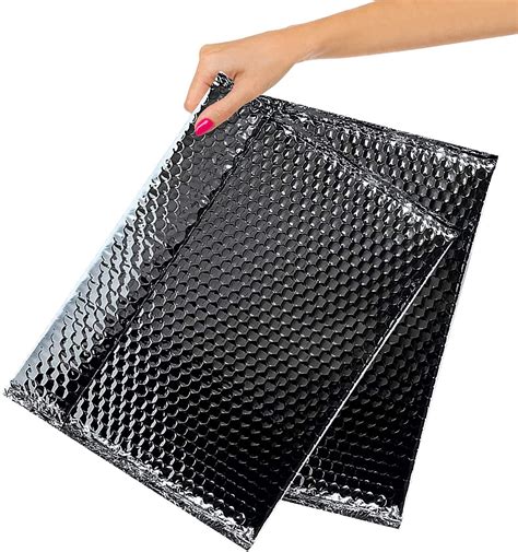 Pack of 10 Metallic Black Bubble Mailers 13 x 10.5. Black Padded Envelopes 13 x 10 1/2. Bubble ...
