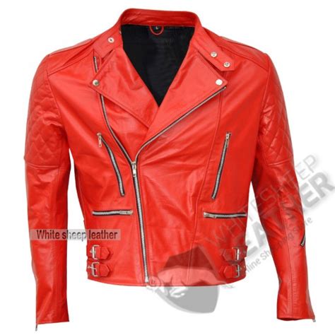 Brando Style Red Biker Leather Jacket